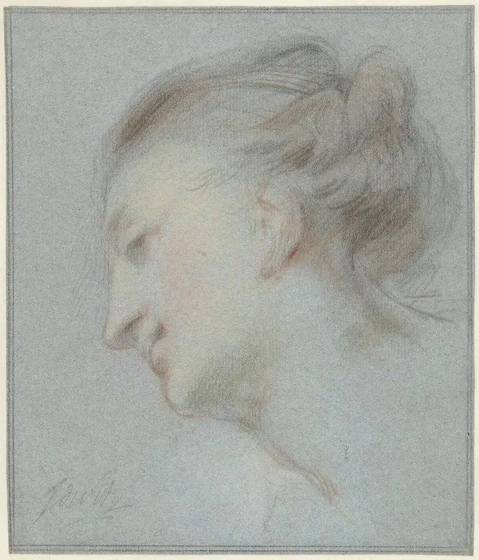 Vrouwenhoofd, links in profiel, benedenwaarts gewend Wall Art by Jacob de Wit - High-Resolution Digital Print