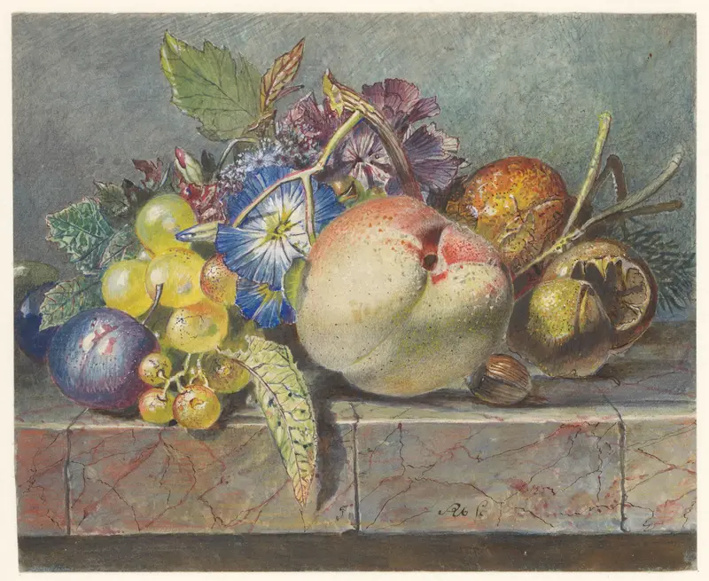 Vruchten- en bloemstilleven Wall Art by Albertus Steenbergen - High-Resolution Digital Print