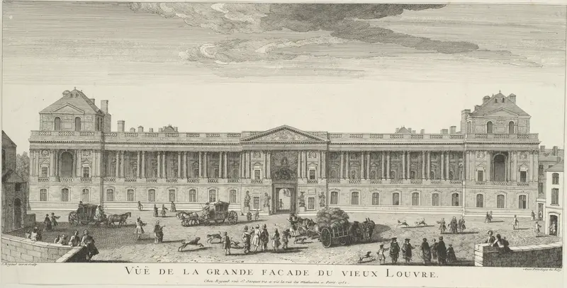 Vue de la Grande Façade du Vieux Louvre Wall Art by Jacques Rigaud - High-Resolution Digital Print