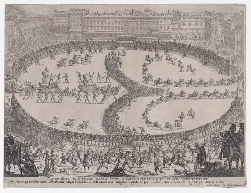 Vue d'Ensemble de la Fête (View of the Ensemble of the Festival), from "Guerre de Beaute" (Guerra di Bellezza) (War of Beauty) Wall Art by Jacques Callot - High-Resolution Digital Print