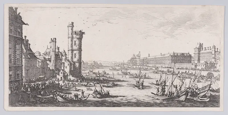 Vue du Louvre (View of the Louvre), from "Les Deux Grandes Vues de Paris" (The Two Large Views of Paris) Wall Art by Jacques Callot - High-Resolution Digital Print