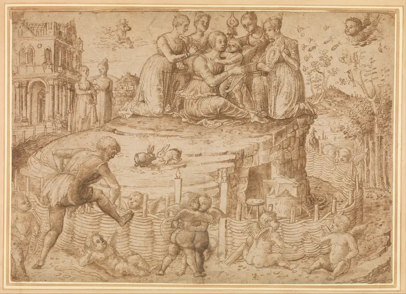 Vulcan Building a Fence Around the Mount of Venus Wall Art by Giovanni Bellini - High-Resolution Digital Print