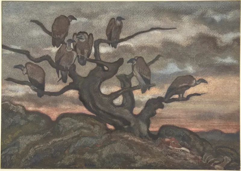 Vultures on a Tree Wall Art by Antoine-Louis Barye - High-Resolution Digital Print