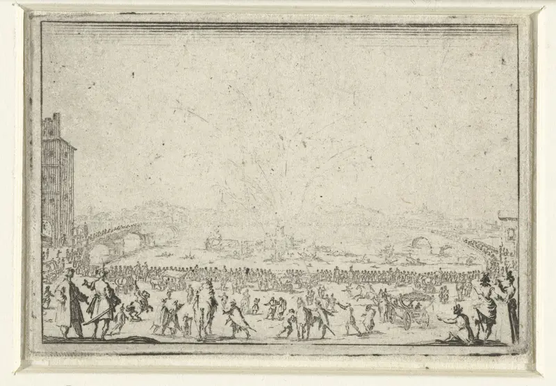 Vuurwerk op de Arno te Florence Wall Art by Jacques Callot - High-Resolution Digital Print