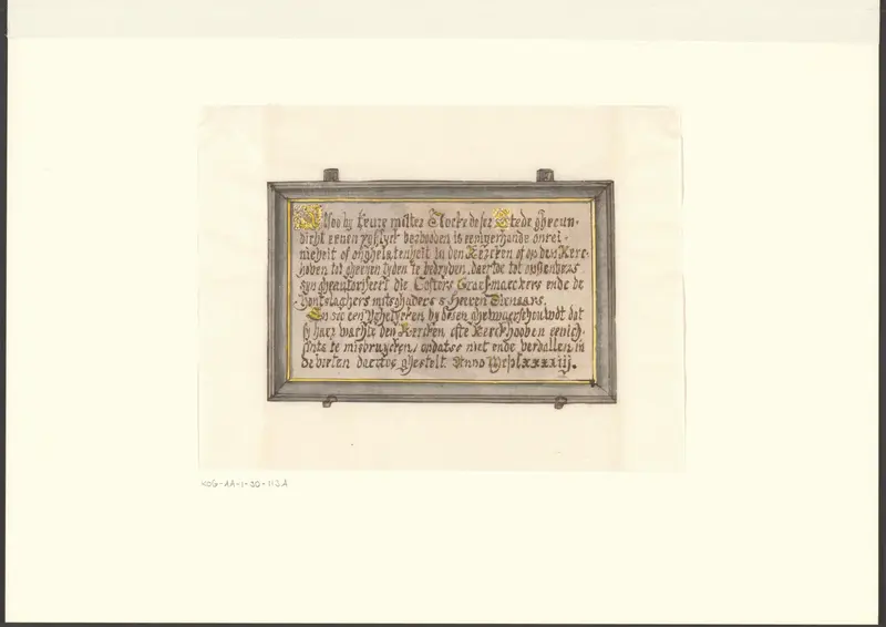 Waarschuwingsbord tegen wanordelijkheden in de Nieuwe Kerk Wall Art by anonymous - High-Resolution Digital Print