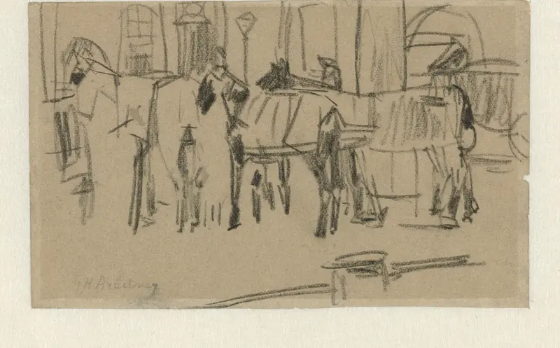 Wachtende paarden Wall Art by George Hendrik Breitner - High-Resolution Digital Print