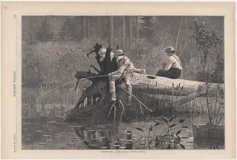 Waiting for a Bite (from "Harper's Weekly," Vol. XVIII) Wall Art by Winslow Homer - High-Resolution Digital Print