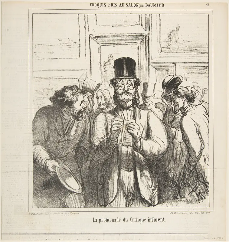 Walk-through of an influential critic, from 'Sketches from the Salon,' published in 'Le Charivari,' June 24, 1865 Wall Art by Honoré Daumier - High-Resolution Digital Print