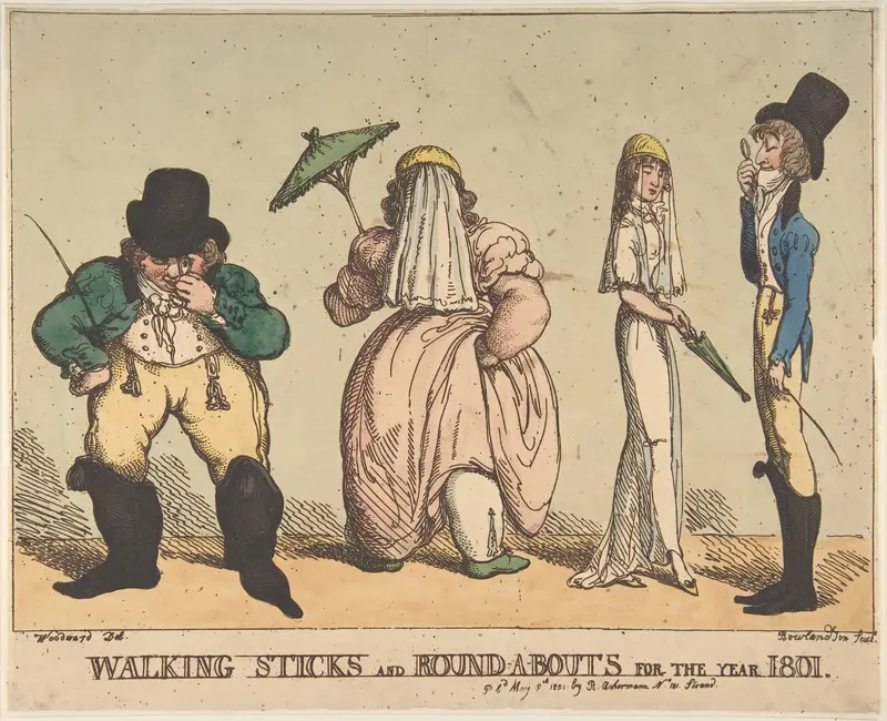 Walking Sticks and Round-A-Bouts for the Year 1801 Wall Art by Thomas Rowlandson - High-Resolution Digital Print