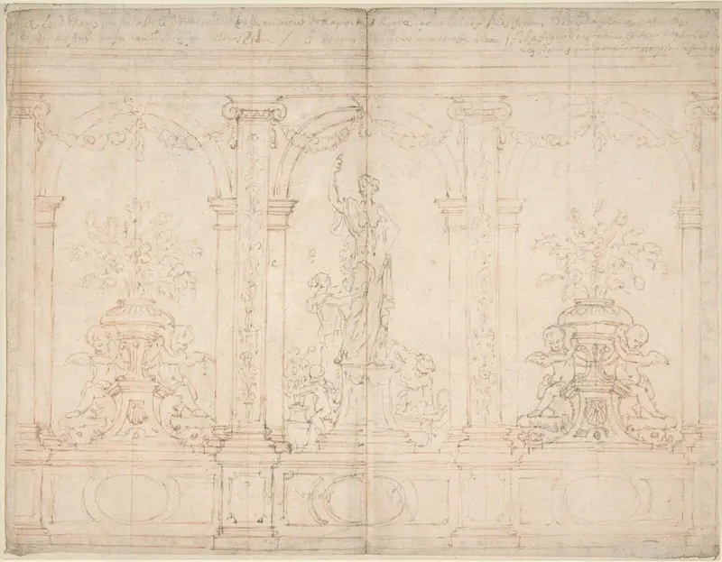 Wall Elevation with Three Arches Wall Art by Anonymous, French, 18th century - High-Resolution Digital Print