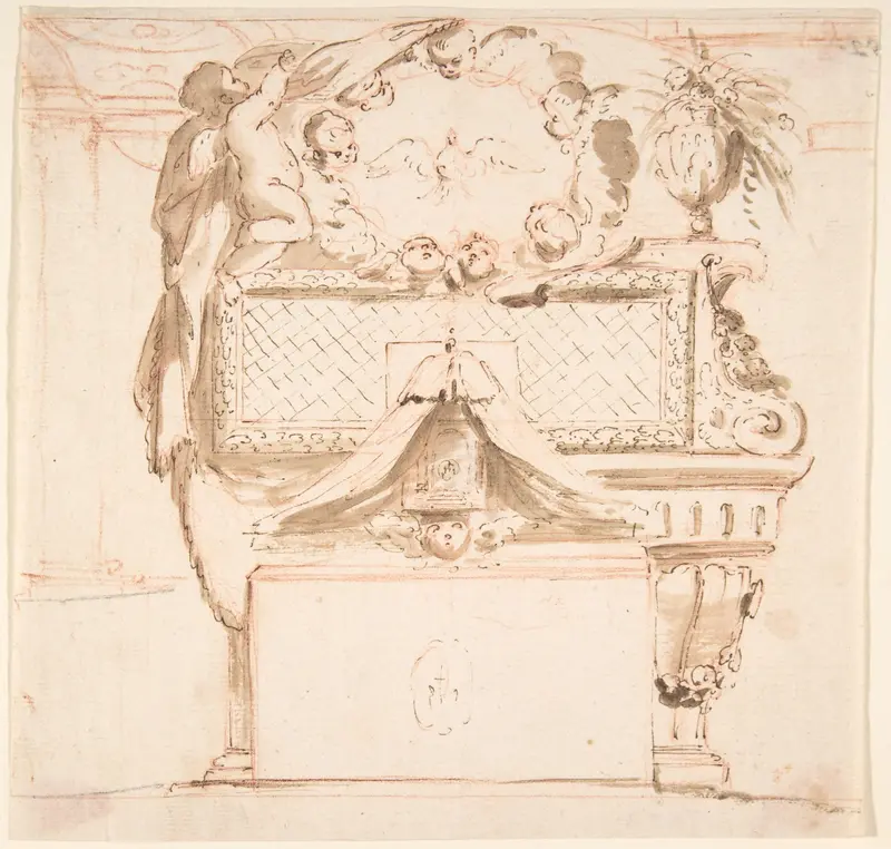 Wall Tomb with Putti Wall Art by Anonymous, Italian, 17th century - High-Resolution Digital Print