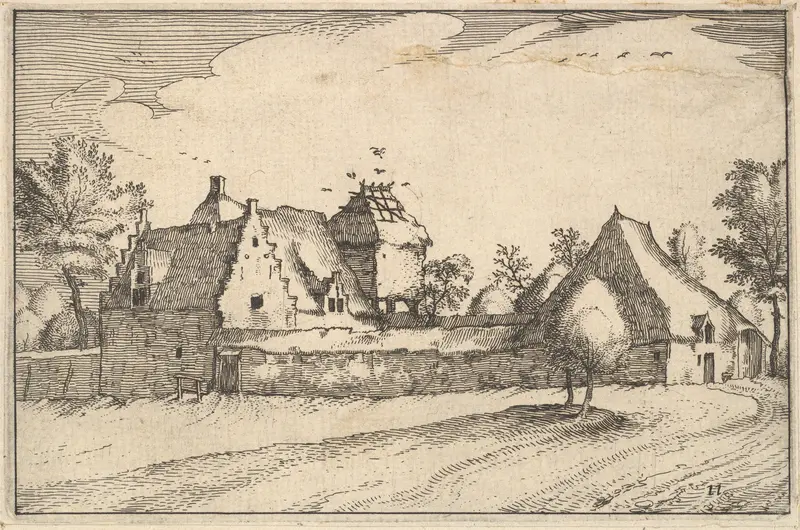 Walled Farm, plate 11 from "Regiunculae et Villae Aliquot Ducatus Brabantiae" Wall Art by Claes Jansz. Visscher - High-Resolution Digital Print