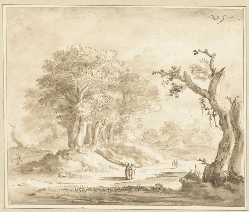 Wandelaars in een bos Wall Art by Anthonie van Borssom - High-Resolution Digital Print