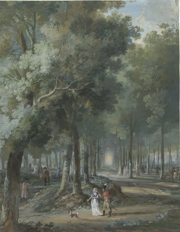 Wandelaars in een park Wall Art by Arie Lamme - High-Resolution Digital Print