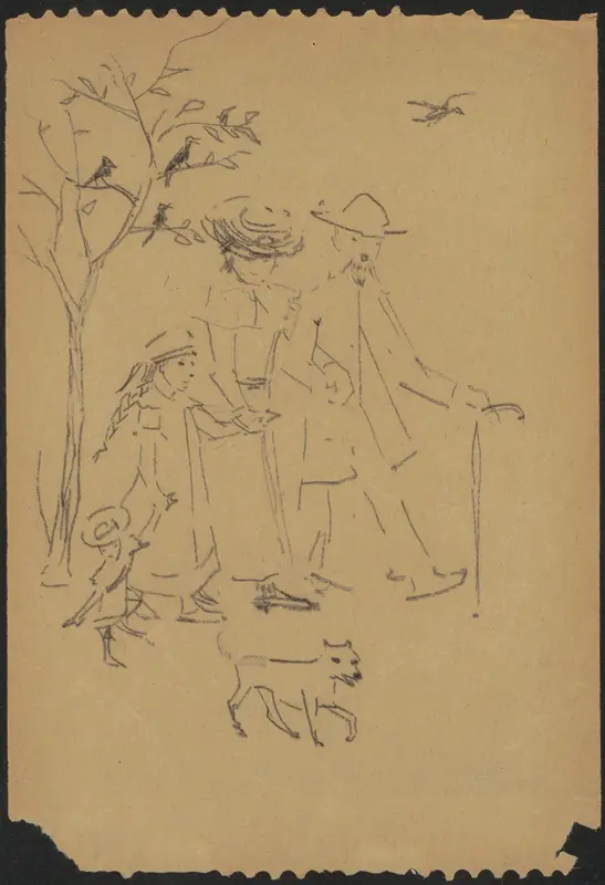 Wandelend gezin met een hond Wall Art by Gerrit Willem Dijsselhof - High-Resolution Digital Print