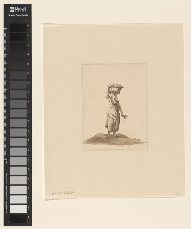 Wandelende vrouw met mand en schopje Wall Art by Joannes Pieter Visser Bender - High-Resolution Digital Print