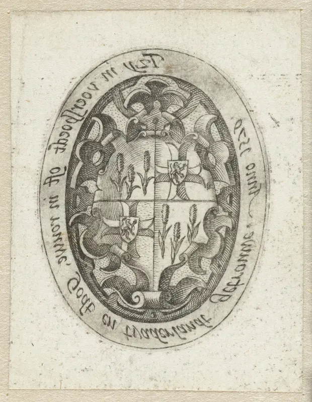 Wapen met leeuwen en korenaren Wall Art by Hendrick Goltzius - High-Resolution Digital Print