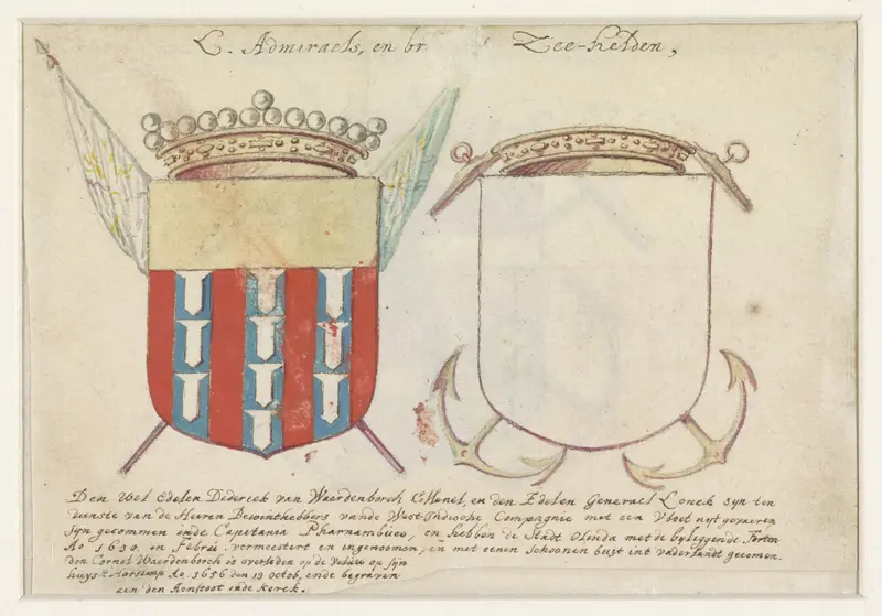 Wapen van Diderick van Waerdenborch en een leeg wapenschild Wall Art by anonymous - High-Resolution Digital Print