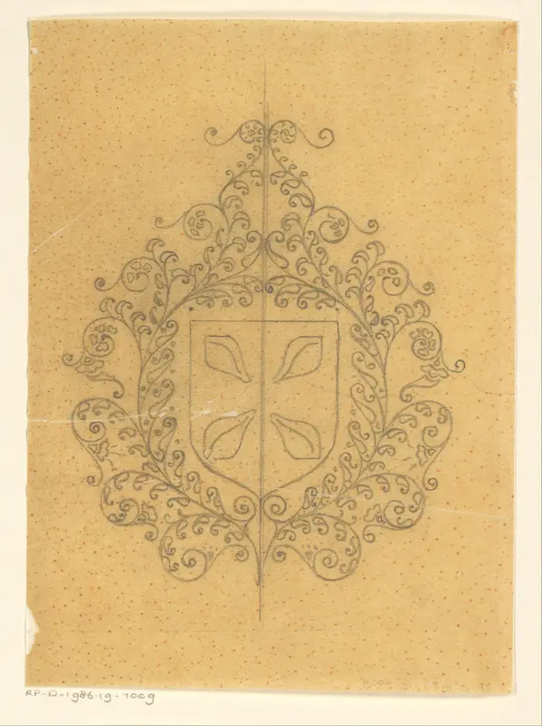 Wapen van Hilversum met bloemornamenten Wall Art by Reinier Willem Petrus de Vries (1874-1953) - High-Resolution Digital Print