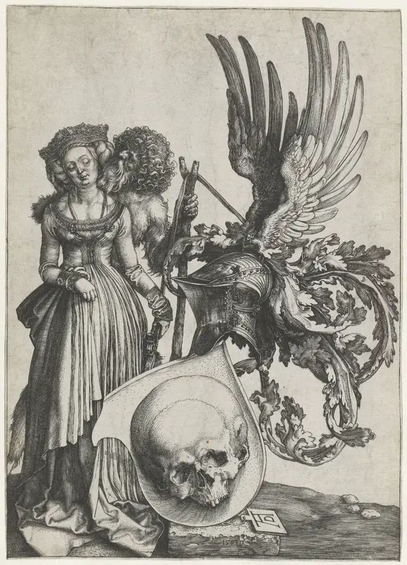 Wapenschild met vrouw en wildeman Wall Art by Unknown - High-Resolution Digital Print