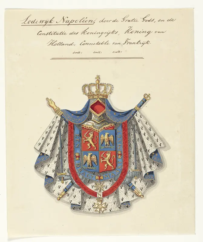 Wapenschild van Lodewijk Napoleon Bonaparte, koning van Holland Wall Art by anonymous - High-Resolution Digital Print