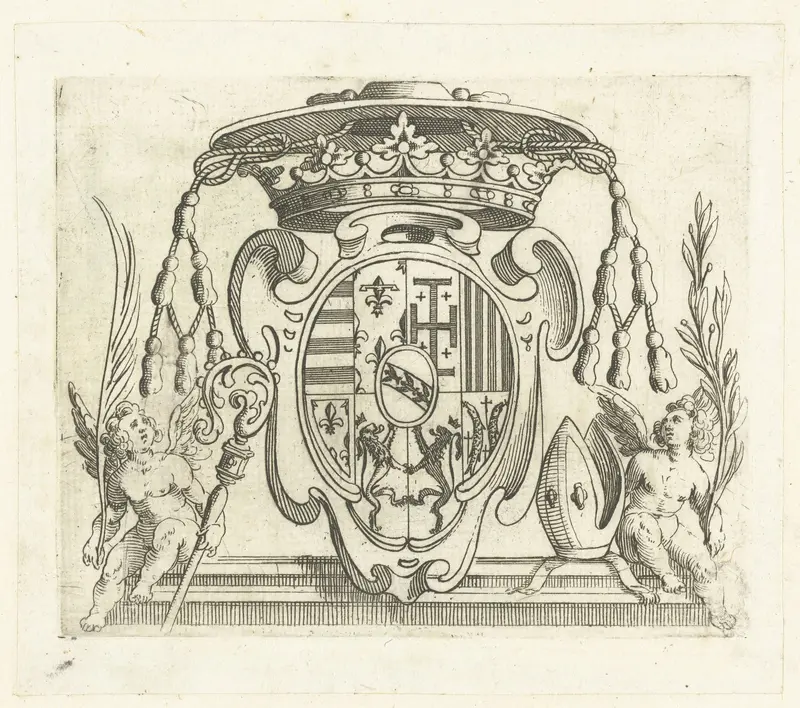 Wapenschild van Nicolas François, kardinaal van Lotharingen Wall Art by Jacques Callot - High-Resolution Digital Print