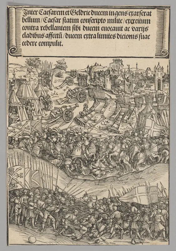 War with Guelders, plate 5 from Historical Scenes from the Life of Emperor Maximilian I from the Triumphal Arch Wall Art by Wolf Traut - High-Resolution Digital Print