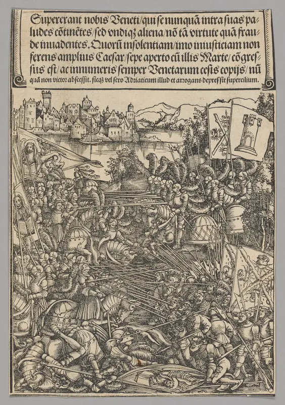 War with Venice, plate 21 from Historical Scenes from the Life of Emperor Maximilian I from the Triumphal Arch Wall Art by Hans Springinklee - High-Resolution Digital Print