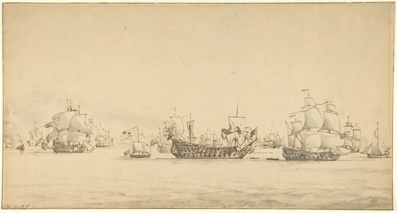 Warships at Sea Wall Art by Willem van de Velde II - High-Resolution Digital Print