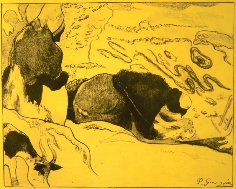 Washerwomen, from the "Volpini Suite: Dessins lithographiques" Wall Art by Paul Gauguin - High-Resolution Digital Print