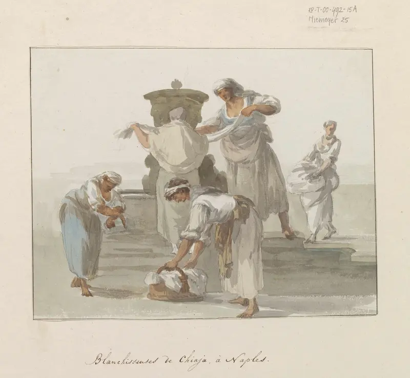 Wasvrouwen van Chiaja te Napels Wall Art by Louis Ducros - High-Resolution Digital Print
