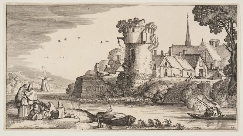 Watch-Tower by a River, from Landscapes (Playsante Lantschappen)
