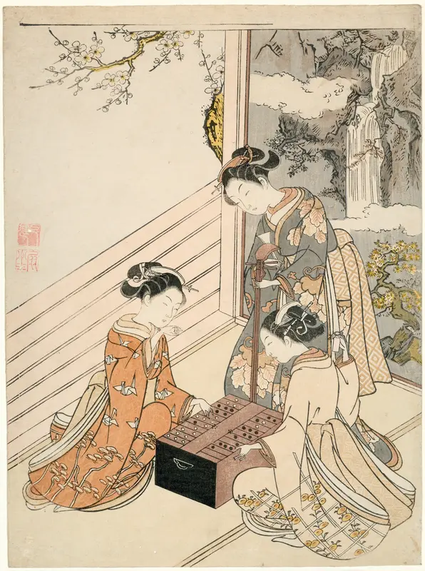 Watching the Game Wall Art by Suzuki Harunobu - High-Resolution Digital Print