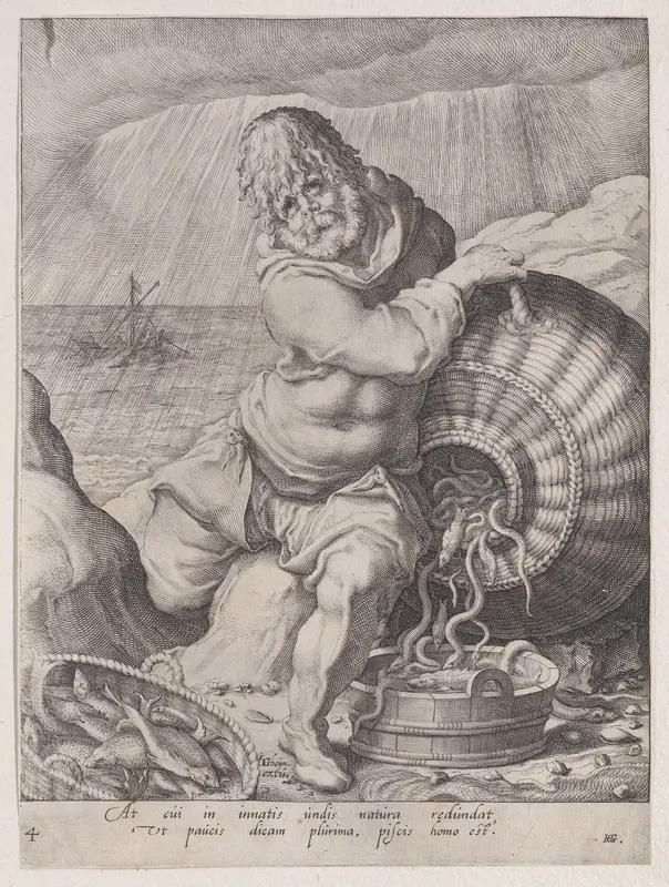 Water (Phlegmaticus), from "The Four Temperaments" Wall Art by Jacques de Gheyn II - High-Resolution Digital Print