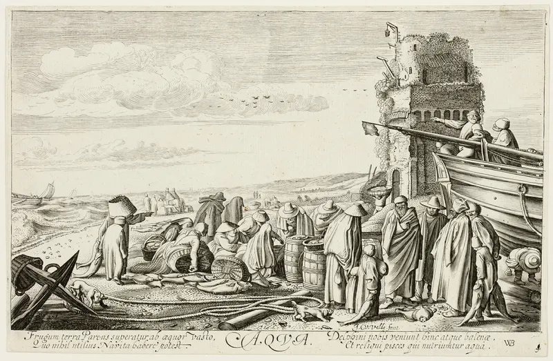 Water, plate three from The Four Elements Wall Art by Jan van de Velde, II - High-Resolution Digital Print