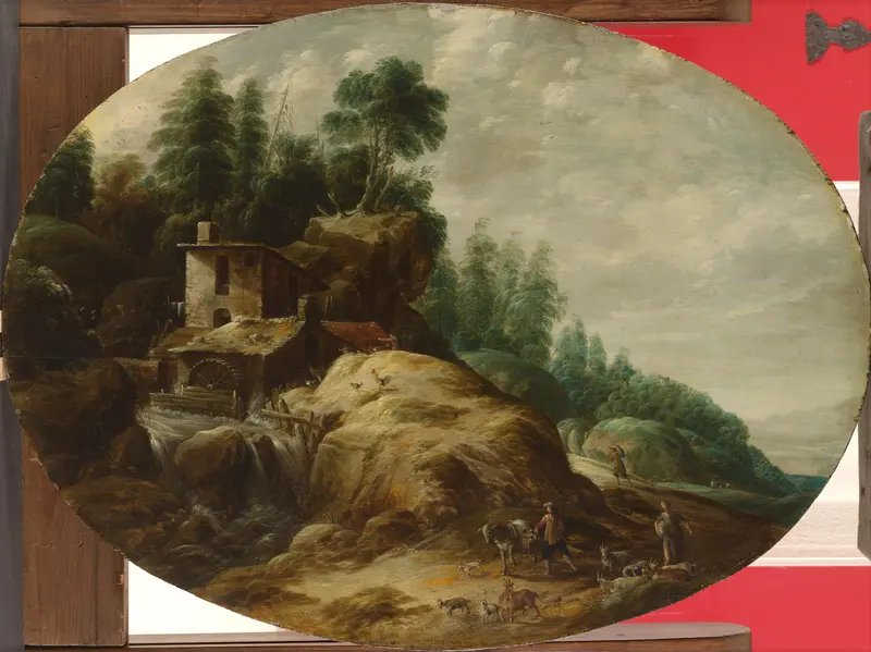 Watermolen bij een beboste heuvel Wall Art by Gillis Peeters (I) - High-Resolution Digital Print