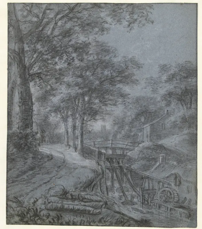 Watermolen in een heuvelachtig landschap Wall Art by Simon de Vlieger - High-Resolution Digital Print