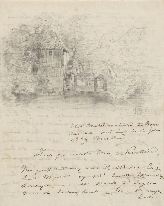Watermolen te Vorden, op een brief aan Carel Vosmaer Wall Art by Johannes Warnardus Bilders - High-Resolution Digital Print