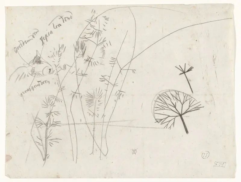 Waterplanten met een vis, met kleurnotities Wall Art by Gerrit Willem Dijsselhof - High-Resolution Digital Print
