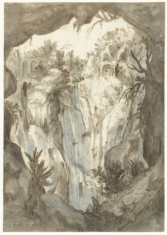 Waterval van Tivoli gezien vanuit een grot Wall Art by Unknown - High-Resolution Digital Print