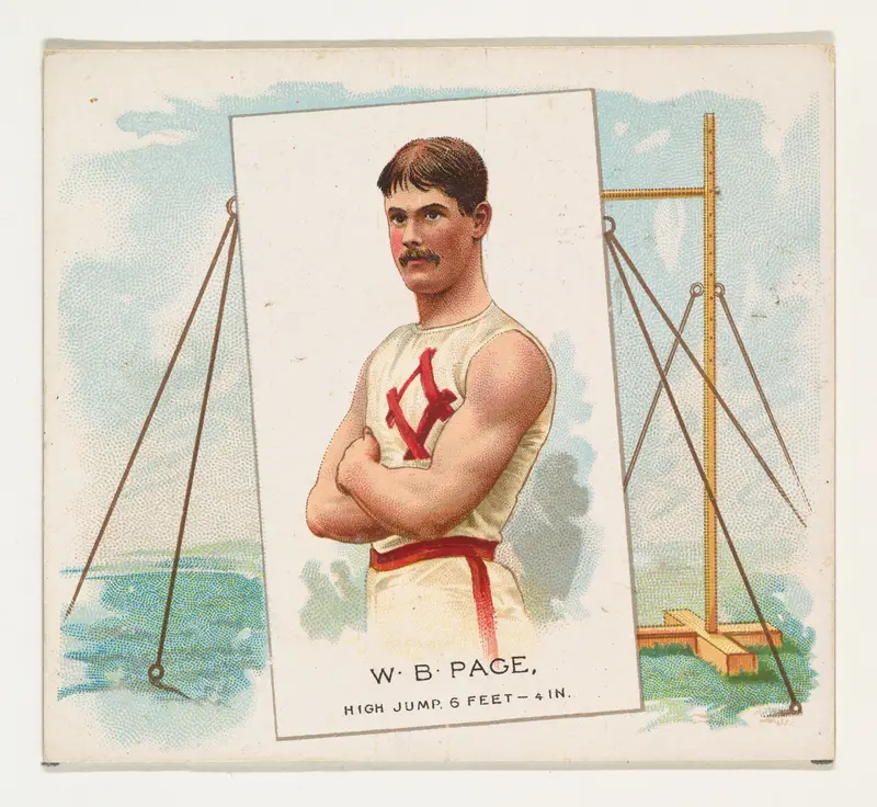 W.B. Page, High Jump, from World's Champions, Second Series (N43) for Allen & Ginter Cigarettes Wall Art by Allen & Ginter - High-Resolution Digital Print