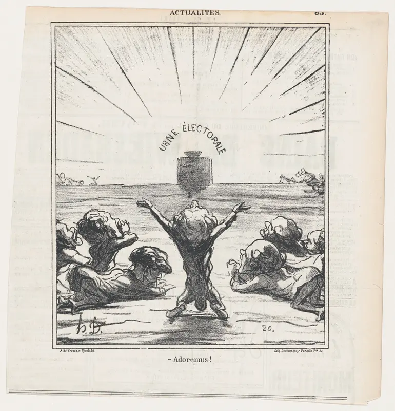 We worship you, beloved voter, from 'News of the day,' published in "Le Charivari" Wall Art by Honoré Daumier - High-Resolution Digital Print