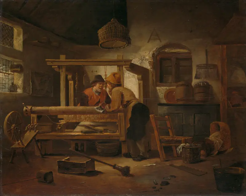 Weaver's Workshop Wall Art by Cornelis Gerritsz Decker - High-Resolution Digital Print