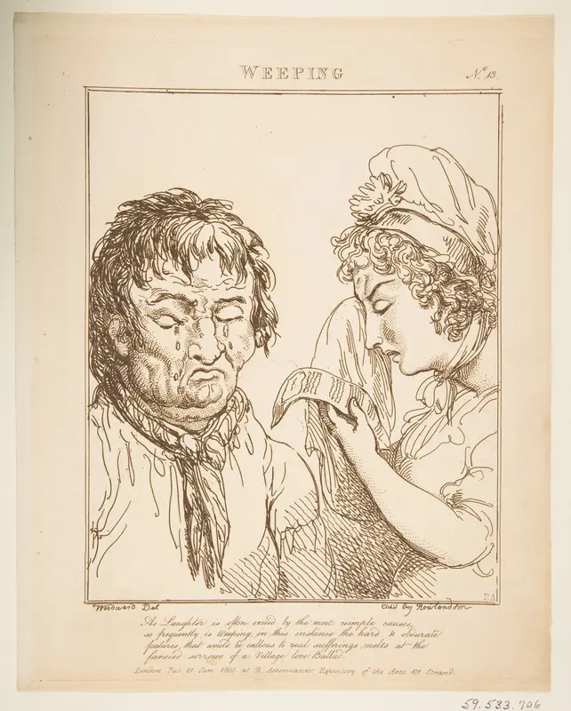 Weeping (Le Brun Travested, or Caricatures of the Passions) Wall Art by Thomas Rowlandson - High-Resolution Digital Print