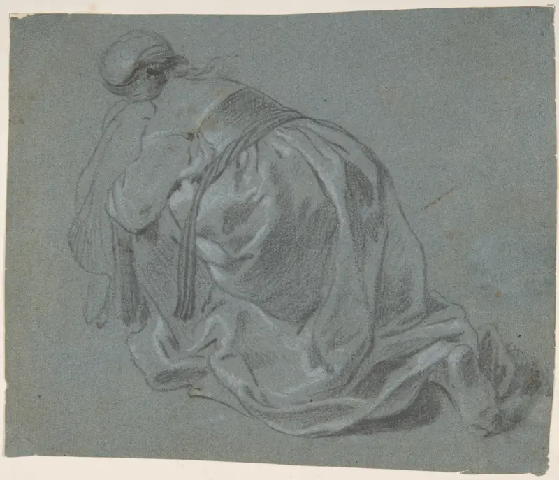 Weeping Woman Kneeling, Seen from Behind Wall Art by Jacob Backer - High-Resolution Digital Print