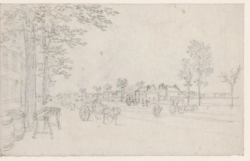 Weg buiten de stad met karren Wall Art by Georges Michel - High-Resolution Digital Print