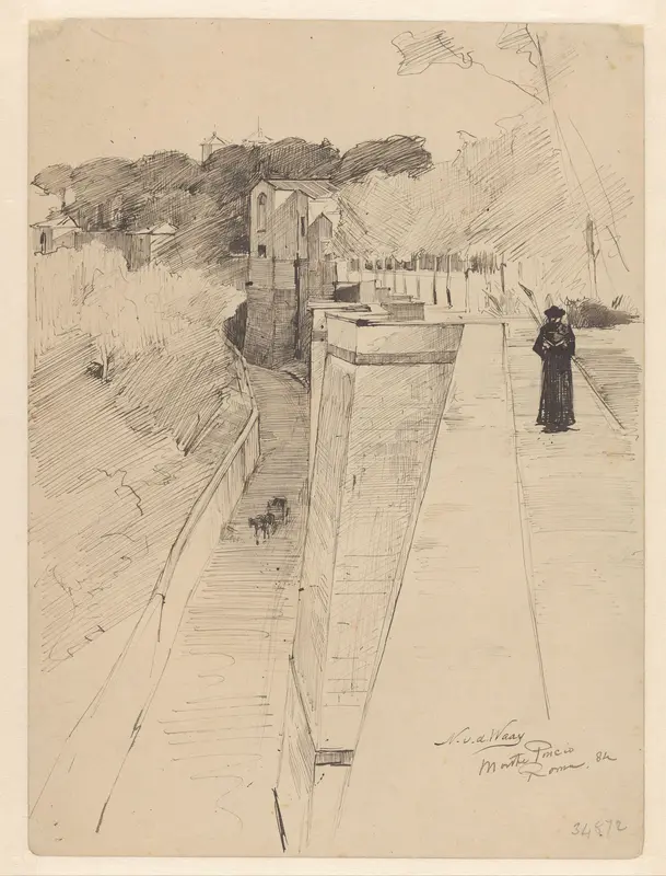 Weg langs de Pincio te Rome Wall Art by Unknown - High-Resolution Digital Print