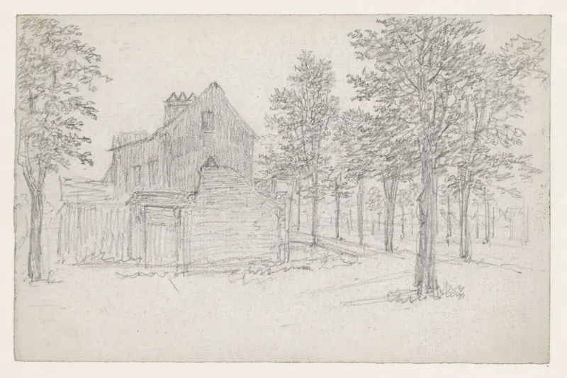 Weg met bomen, waaraan links huizen Wall Art by Georges Michel - High-Resolution Digital Print