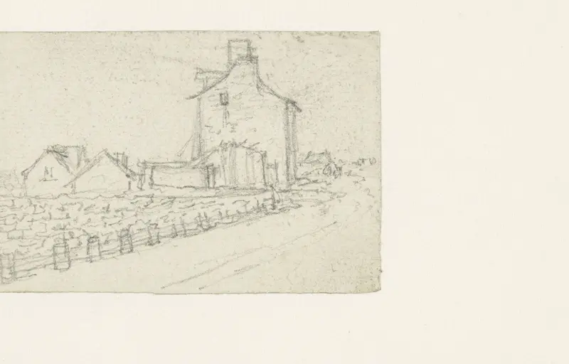 Weg met muur erlangs leidend naar een huis Wall Art by Georges Michel - High-Resolution Digital Print