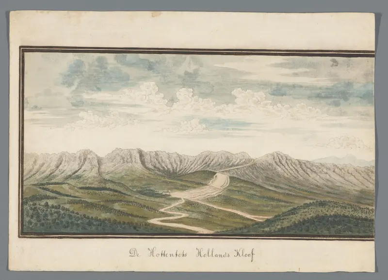 Weids gezicht op de Tafelberg, Valsbaai en de Hottentots-Hollandkloof (linkerblad) Wall Art by Unknown - High-Resolution Digital Print